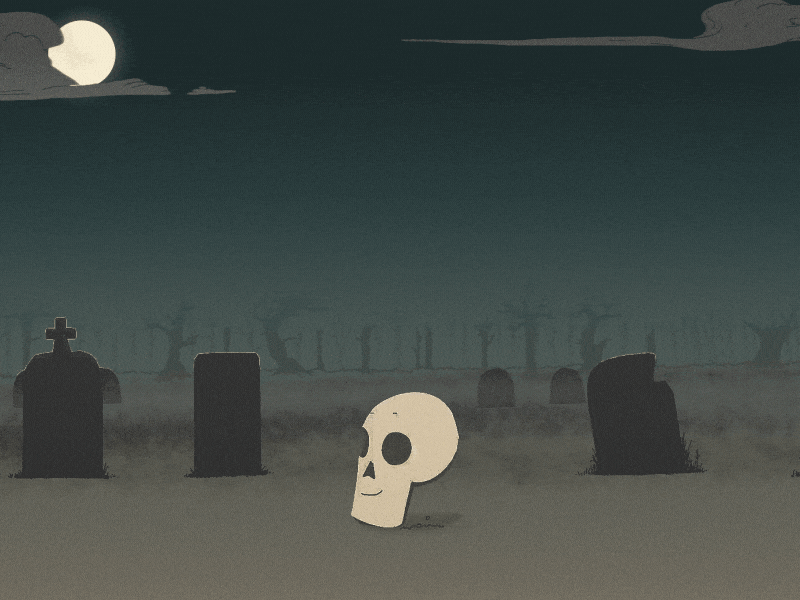 Skull Toss - In "Living" Color animation animation 2d cemetery graveyard halloween hand drawn handdrawn illustration ipad rough animator scary skeleton skull throw toss