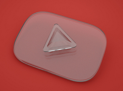 Glass Youtube button 3d logo youtube