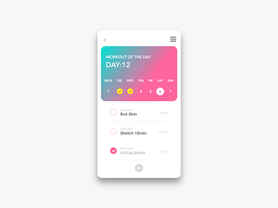 Daily UI Challenge #062 Workout of the Day app daily 100 daily 100 challenge daily challange daily ui dailyui day062 design mobile ui workout of the day