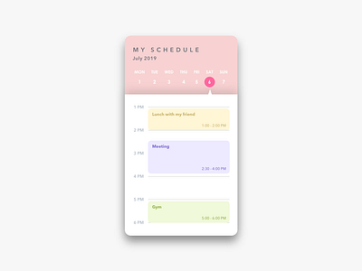 Daily UI Challenge #071 Schedule