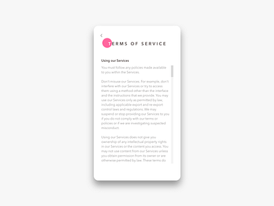Daily UI Challenge #089 Terms of Service app daily 100 daily 100 challenge daily challange daily ui dailyui day089 design mobile terms of service ui