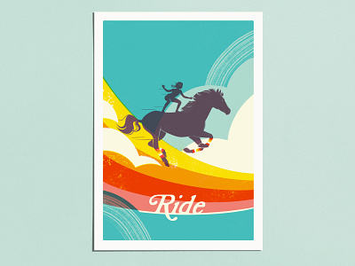 Ride no.1 book concept book cover colourful cool art prints design horse riding illustration kids book cover poster design retro poster screenprint vintage