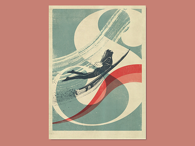 Duckdive book cover editorial illustration figurative illustration illustration lettering ocean poster poster design printmaking retro poster retro poster design screen printing screenprint silkscreen surfer girl surfing tricolour typography vintage vintage poster