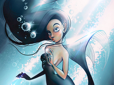 Custom Illustration The Little Mermaid artwork blue design illustration stylization