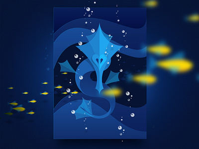 Water blue branding depth design illustration seahorse stylization underwater vector vectorart web