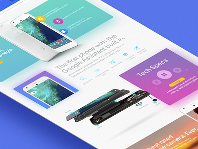 Google Pixel Landing Page Redesign Concept colors concept design gradient interaction neon photoshop ui