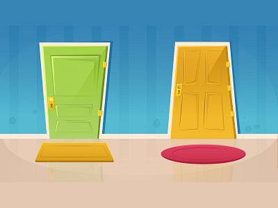 Vector doors cartoon coridor cozy door doors flat home illustration vector