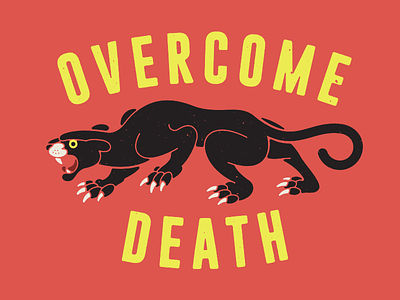 Overcome Death cat illustration logo panther retro type typography vintage