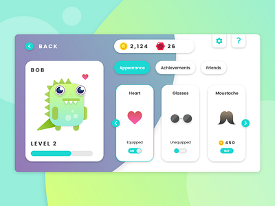 User Profile app game design illustration ui