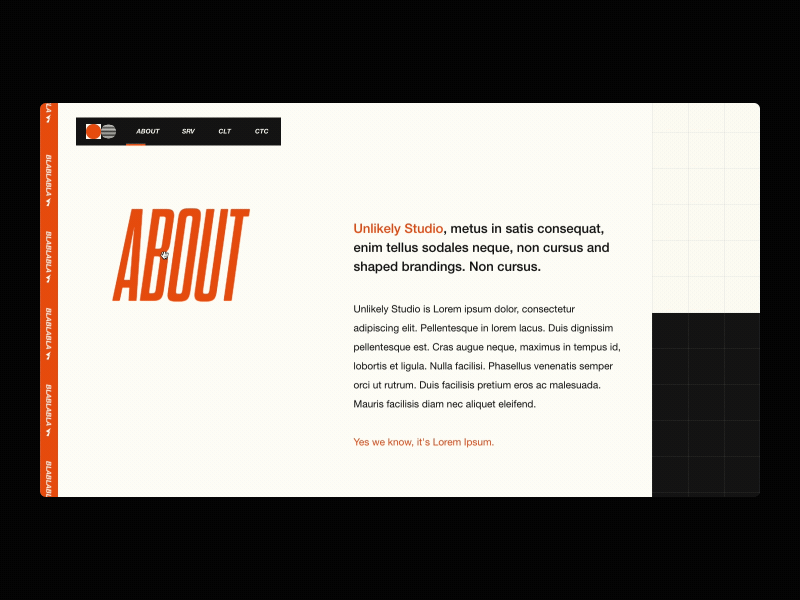 Unlikely Studio - Interaction animation animation 2d brutalism clean design interaction landing page transition