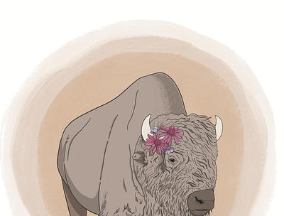 Manitoba Bison design illustration procreate