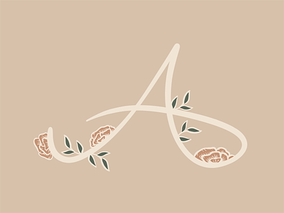 Letter A branding calligraphy cursive a floral flower illustration leaf letter letter a logo procreate script typography vine