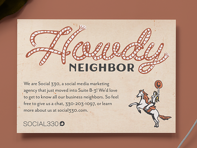 Howdy Neighbor! cowboy cowgirl horse howdy howdy neighbor indesign neighbor postcard procreate rope rope text typography western wild west