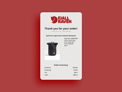 Daily UI Day 17 - Email Receipt