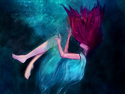 Depression art depression illustration underwater womaninthewater