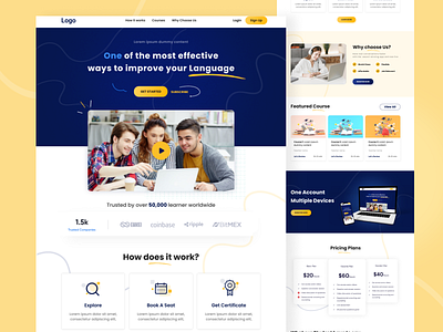 Language Course Landing Page design design figmadesign landingpage ui ux webdesign