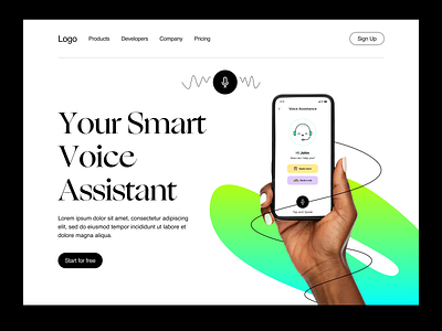 Voice assistance landing page design figmadesign landingpage ui ux webdesign