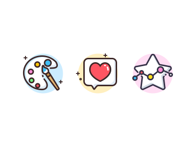 Outline feature icons 2 brush cute heart icon illustration outline star ui