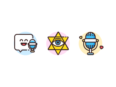 Outline feature icons 3 cute eyes icon illustration microphone outline ui