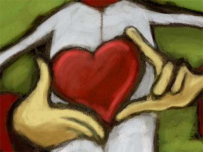Heart hands heart hold illustration