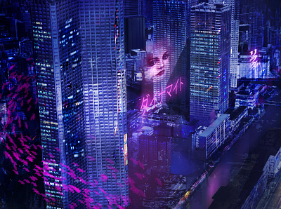 Tokyo 2042 atmosphere cyberpunk digital painting environment future scifi