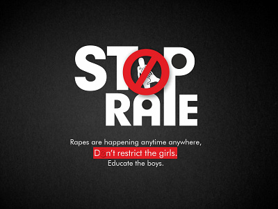 Stop Rape Typography Poster Design art of the day best design creative design designer graphic design india poster design swapnaljain symbol typography typography design vector