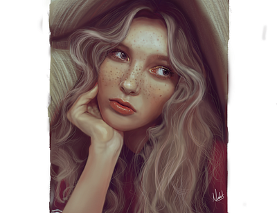 Dreaming colors design detail digital art digital portrait dreaming emotion freckles illustration instagram model photoshop photoshop art portrait portrait art