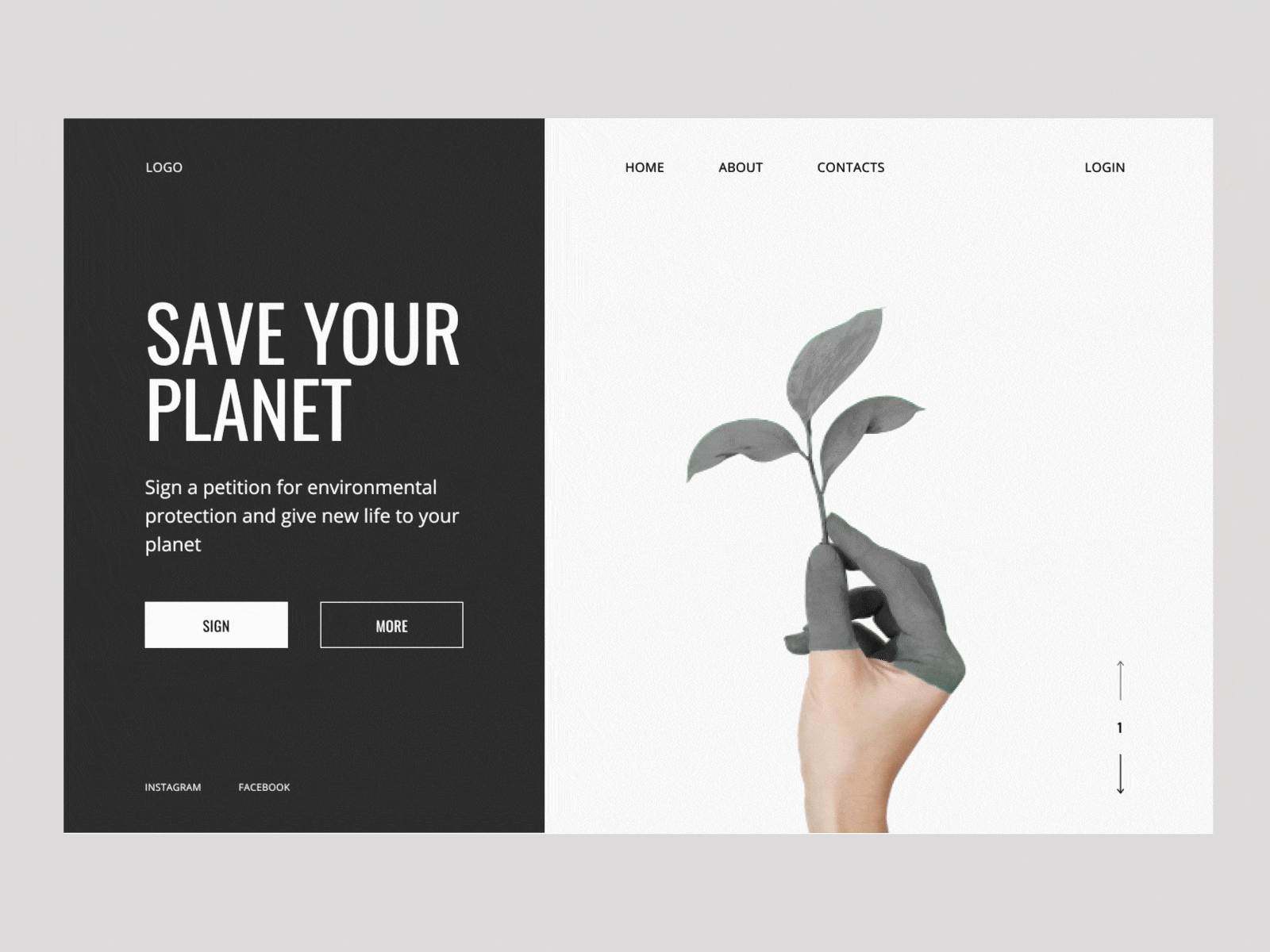 Save Your Planet - Homepage animation design environment grass green homepage mainpage minimal protection responsive responsive design shot ui website website concept