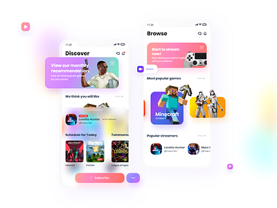 Modern streaming platform 2020 trends android colors games gradient ios mobile modern streaming ui uiux