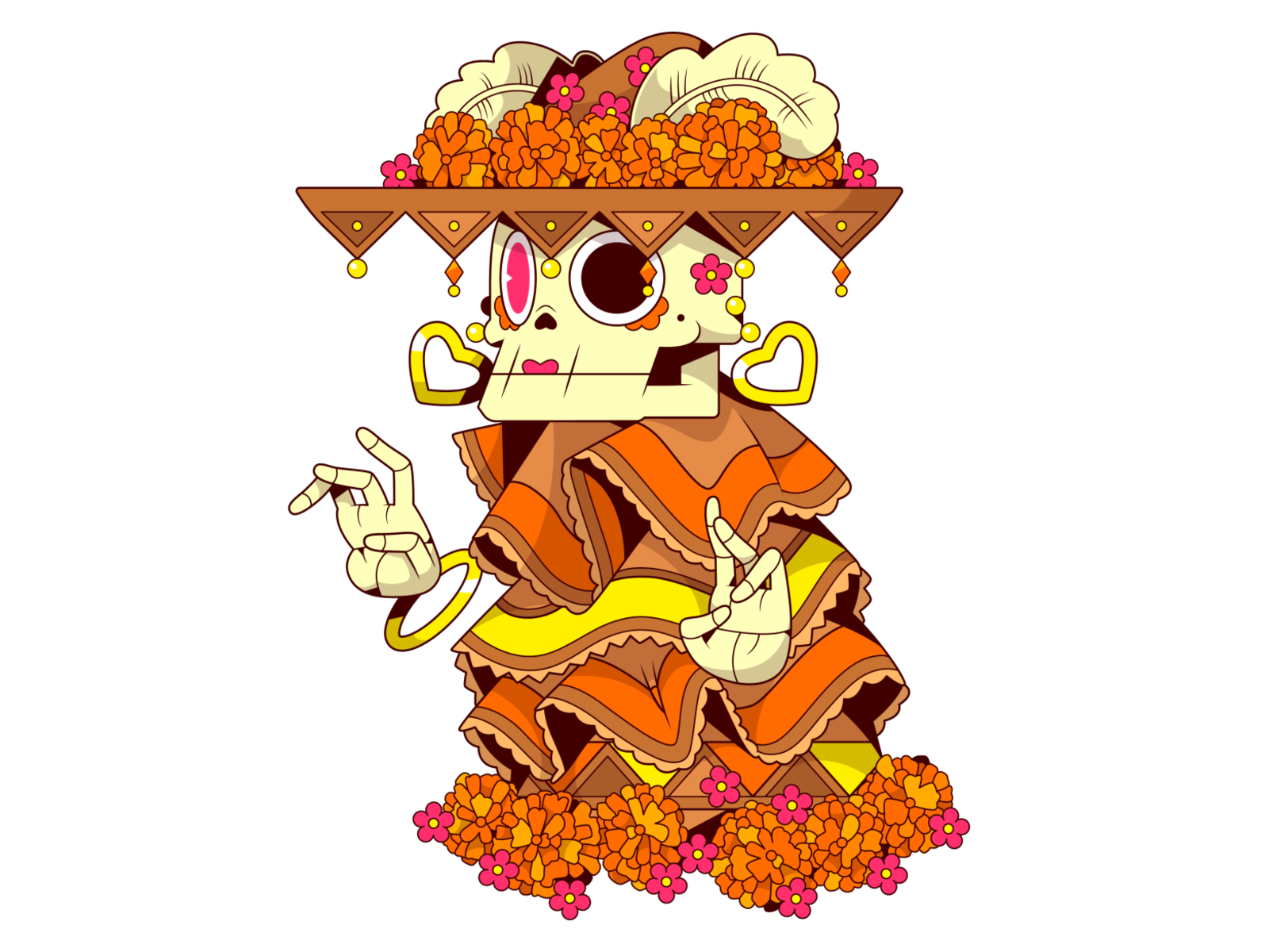 CATRINA DE FLORES catrina flores ilustración méxico vector