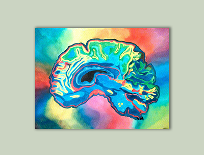 Brain Activity art brain design illustration neon psychedelic scan tie dye watercolor watercolor painting