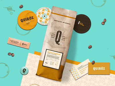Quiroz - Specialty Latin-American Coffee beige branding caffeine café coffee craft design illustration label latin packaging premium vintage vintage logo