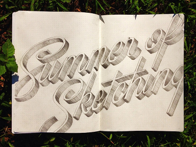 Summer of Sketching drawing italic lettering pencil script shadow sketch summer type