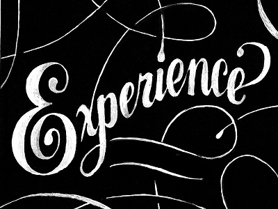 Experience curve exprience flourish lettering lines narrow script thin type upright vertical