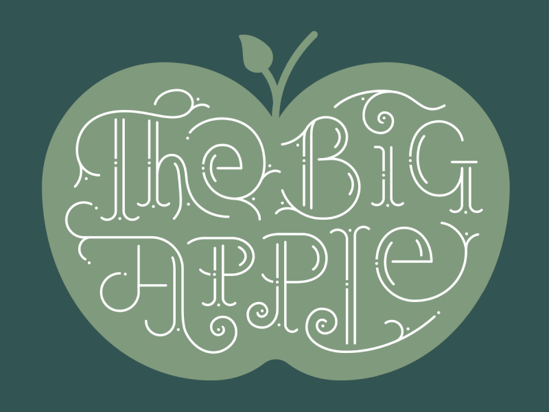 The Big Apple - Animated! animation fruit illustrator lettering line linear motion new york nyc the big apple vector