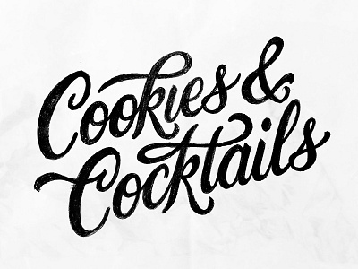 Cookies & Cocktails Logo Sketch cocktails cookies drink food lettering ligature script swash type