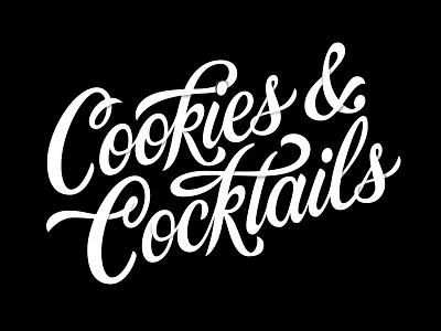 Cookies & Cocktails Vector ampersand cocktails cookies drink flourish food logo script shading swash