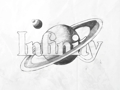 Infinty earth hand lettering illustration space infinity lettering pencil planet process saturn sketch sphere type