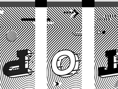 Topped Off 3d dimension lettering monochrome pattern shape stripes type