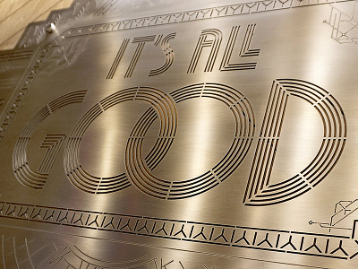 It's All Brass art deco brass illustration installation interior lettering linear linework metal sign