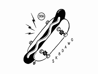 Skate Dog food hot dog illustration procreate skate skateboard skateboarding