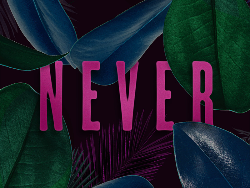 Leafy Dreams collage layered pink neon shadow organic nature leaf type lettering typography
