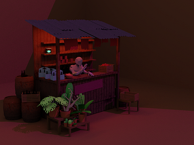 Market Place WIP 3d blender low poly wip