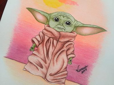 Baby Yoda art drawing illustration sketch star wars yoda