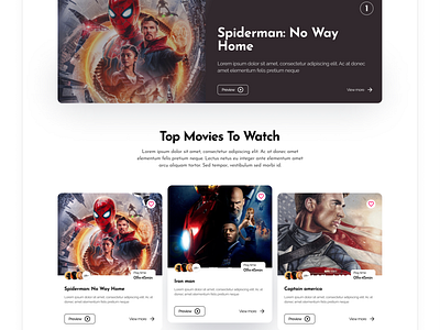 A simple page design for marvel movies with ratings branding typography ui