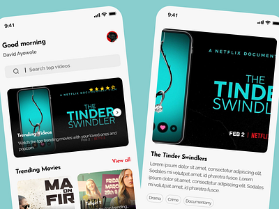 Movie player app branding clean design figma minimal mobile simple ui