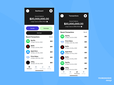 Transaction and Dashboard page app clean dashboard design figma minimal transaction ui