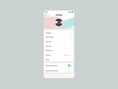 Daily UI :: Day 007 :: Settings Page app branding design minimal typography ui vector