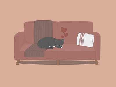 Weekly Warm-Up #5: Kitty Couch Snoozes cat couch design figma graphic design illustration kitty shading sleeping weeklywarmup