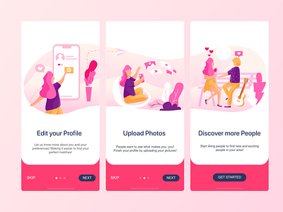 Daily UI Day #23: On Boarding adobe app dailyui dailyuichallenge dating app datingapp design designer portfolio graphicdesign graphics illustraion on boarding sketchapp ui ui design ux uxui